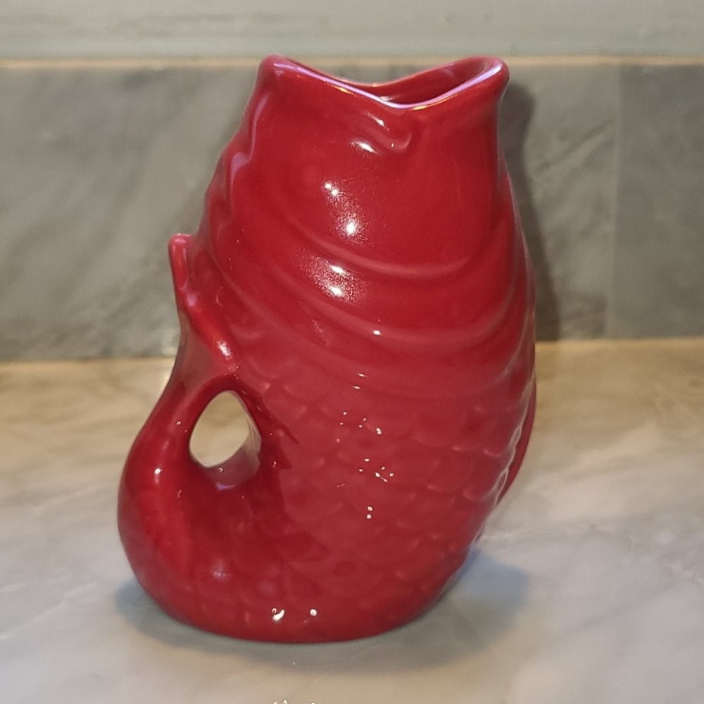 Red fish creamer or milk pot